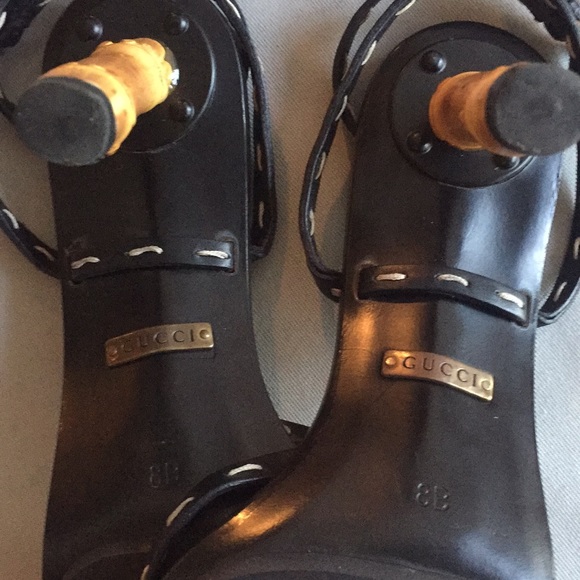 Rare Gucci Tom Ford bamboo black heels wrap around ankle. - Picture 6 of 8